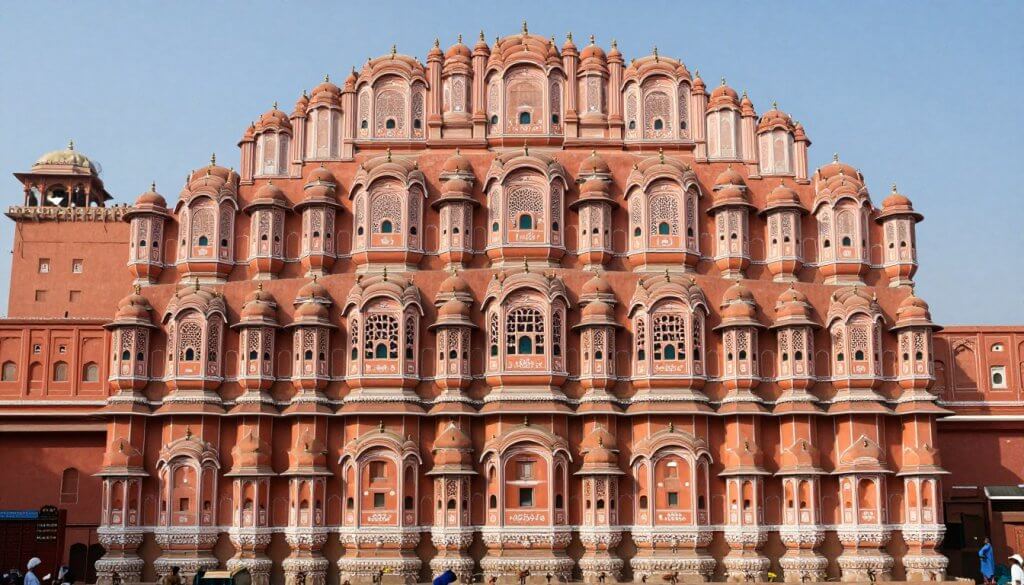 Hawa Mahal (Palace of Winds) in Jaipur with its distinctive honeycomb facade of small windows