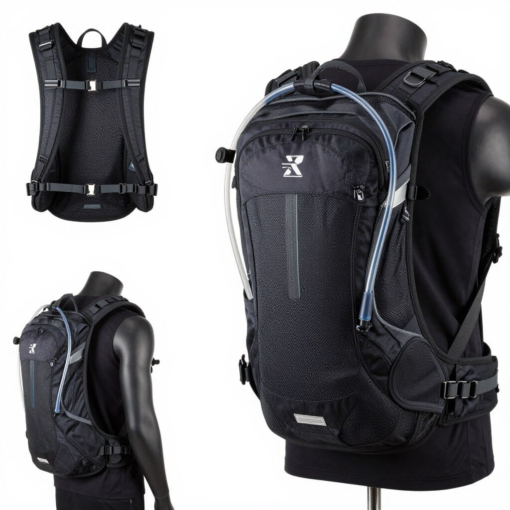 Hydration backpack with drinking tube designed for motorcycle riding