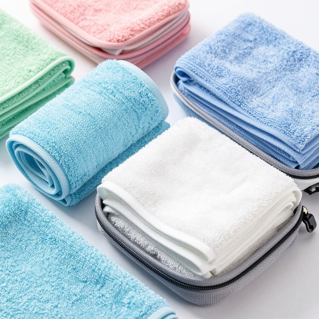 Microfiber quick-dry towel in compact carrying case