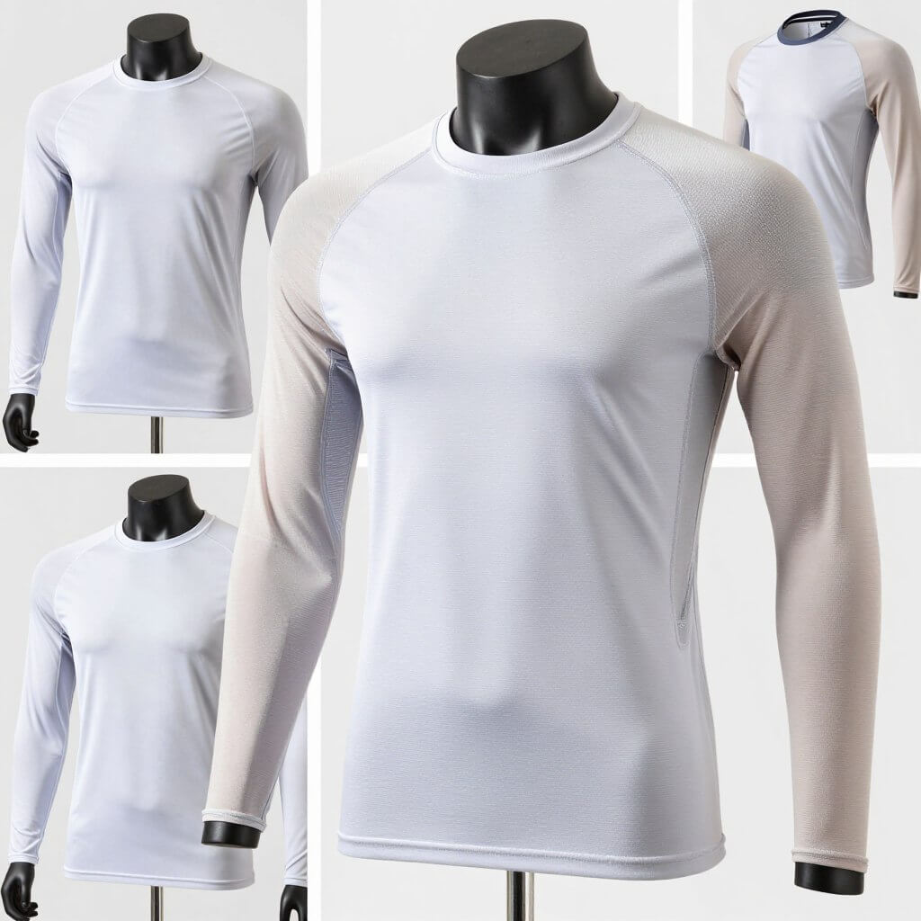 Moisture-wicking base layer shirt for motorcycle riding in hot weather