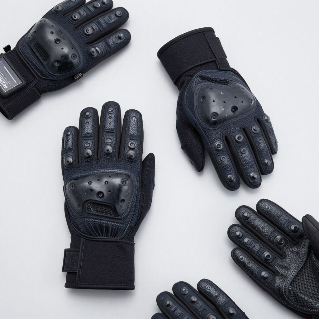 Motorcycle riding gloves with knuckle protection and touchscreen compatibility
