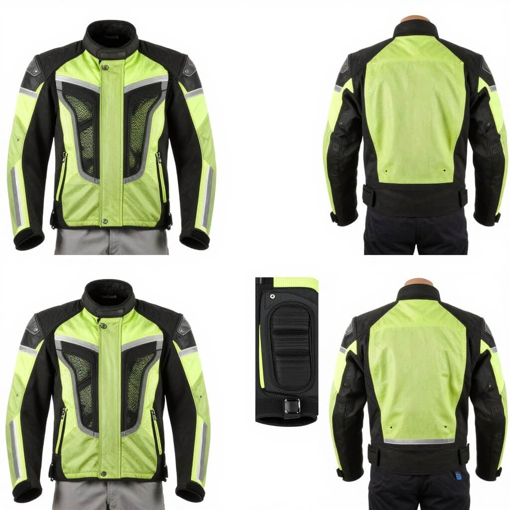 Motorcycle riding jacket with armor and ventilation for hot weather